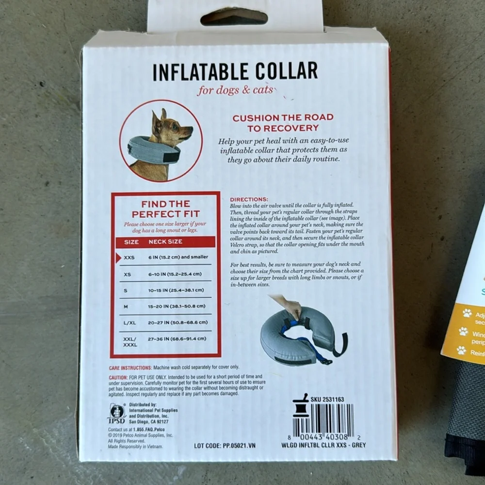 Inflatable collar and zen cone soft recovery collar for cats or dogs